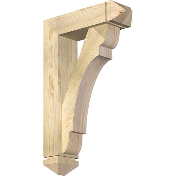 Ekena Millwork Olympic Arts and Crafts Rough Sawn Bracket w/ Offset Brace, Douglas Fir, 6"W x 20"D x 32"H BKT0604X20X32OLY03RDF - main